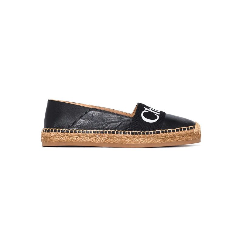 Chlo Womens Woody Logo Convertible Leather Espadrilles Flats 36 Black Nib 525